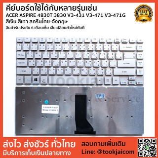 คีย์บอร์ด KEYBOARD LAPTOP ACER ASPIRE 4830T 3830 V3-431 V3-471 V3-471G สีเงิน สีเทา สกรีนไทย-อังกฤษ