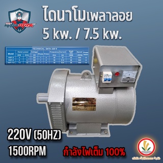 ไดนาโมเพลาลอย ไดนาโมปั่นไฟ 5 KW และ 7.5 KW Mitsumax ( มิตซูแม็กซ์ ) รุ่น MST-5 และ MST-7.5 ไฟออกเต็ม เบาเครื่อง