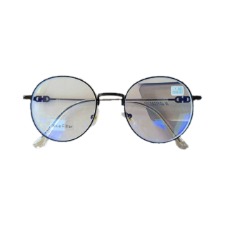 แว่นสายตาสั้นขาสปริง ทรงหยดน้ำ เลนส์บลู กรอบโลหะ ป้องกันรังสีสีฟ้า แว่นตาป้องกันคอมพิวเตอร์ 76145 (a)