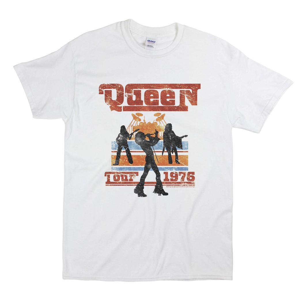 ถูกสุดๆQueen Tour Band Shirt 1976 / เสื้อยืดลําลองแขนสั้นพิมพ์ลาย Queen Queenรหัสเต็ม