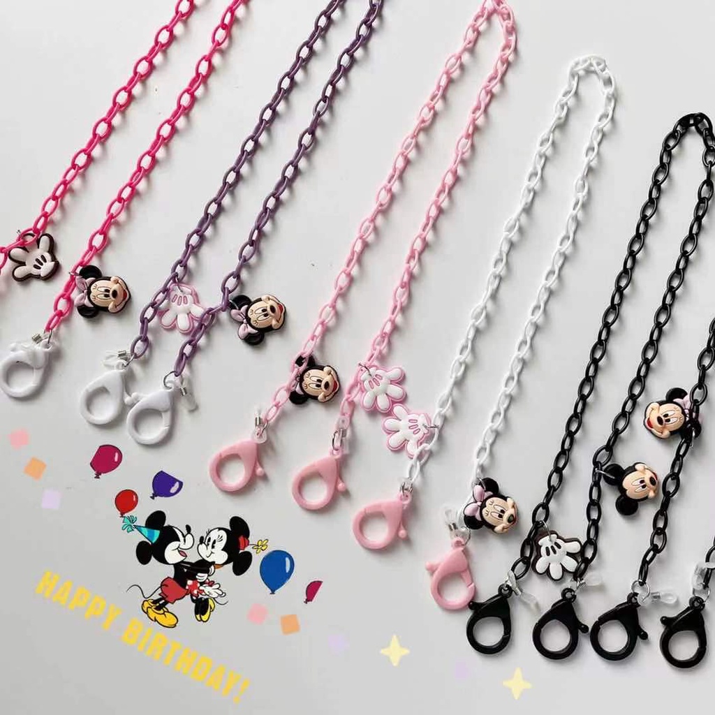 สายโซ่คล้องคอ อะคริลิค ลายการ์ตูนหนู สําหรับห้อยหูฟัง หน้ากาก