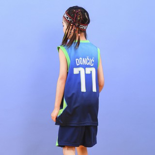 เสื้อกีฬาบาสเก็ตบอล ลายทีม Dallas Mavericks No.77 Doncic สําหรับเด็กผู้ชาย และเด็กผู้หญิง