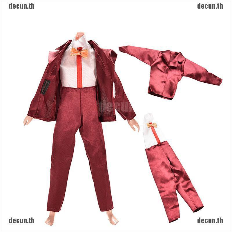 Df 2 Pcsset Doll Clothes Suit For Barbie Ken Wine Red With Coat Pants For Doll Ef - red spy suit pants roblox