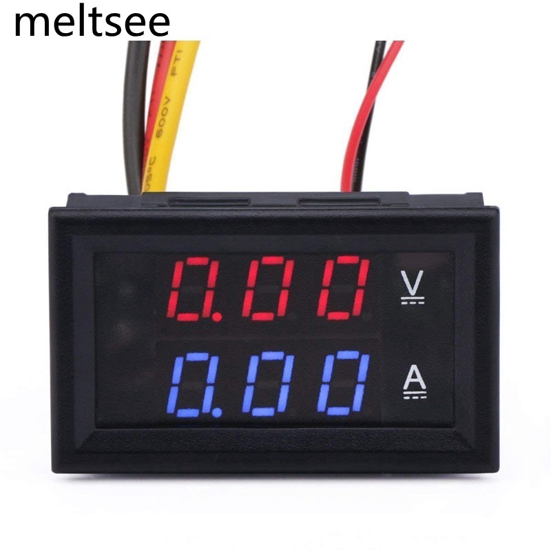 Dc0-100v 1A 10A 50A 100A โวลต์มิเตอร์แอมมิเตอร์ดิจิตอล 2 in1 แผงมัลติมิเตอร์ DC4-30V แรงดันไฟฟ้าแอมป์มิเตอร์ แรงดันไฟฟ้าและกระแสปรับได้ Voltage and current adjustable