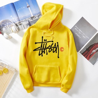 STUSSY เสื้อกันหนาว มีฮู้ด ผ้าฝ้ายแท้ แบบหนา เข้ากับทุกการแต่งกาย สไตล์เกาหลี ของขวัญวันเกิด สําหรับผู้ชาย XY