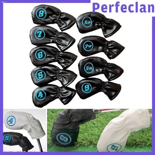 [PERFECLAN] 9Pcs/Pack PU Golf Iron Covers Set Golf Club Head Cover Fit Most Irons Brand, 16x7x1cm