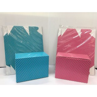 Snack Polka Dot Box กล่องใส่ของว่างพิมพ์ลายจุด ขนาด 11x15x8 ซม. 10 ใบ (มี 2 ลาย: ชมพูจุดขาว / ฟ้าจุดขาว)