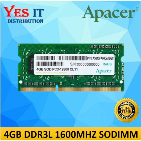 Apacer DDR3 1600MHz 4GB / 8GB LOW VOLTAGE SODIMM RAM