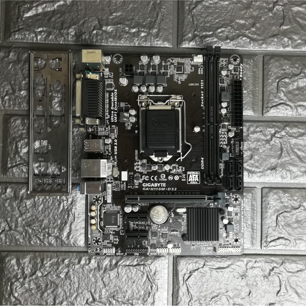 ⚡️เมนบอร์ด gigabyte GA-H110M-DS2 LGA 1151 มีฝาหลัง ฟรีSpeakerเมนบอร์ด