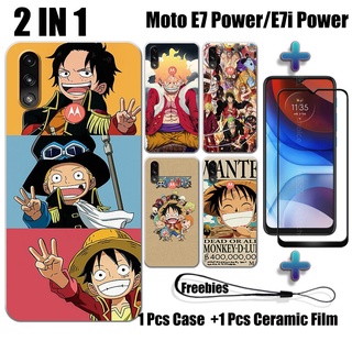 2 IN 1 เคส One Piece พร้อมกระจกนิรภัย สําหรับ Motorola Moto E7 Power E7i Power เคสโทรศัพท์ และตัวป้องกันหน้าจอเซรามิค แบบโค้ง