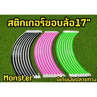 สติกเกอร์ขอบล้อ ขนาด17 นิ้ว โลโก้ Monster สะท้อนเเสง