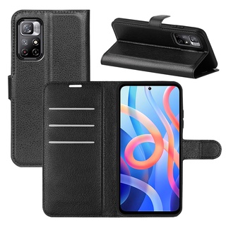 เคสหนังลิ้นจี่สำหรับ Xiaomi Poco M4 M3 M2 Pro 5G ฝาปิดกระเป๋าสตางค์แม่เหล็กแบบปิดพลิกได้