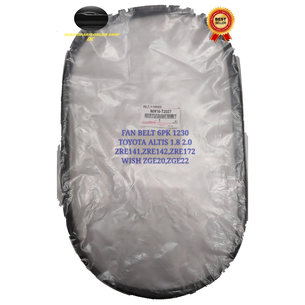 สายพานพัดลม TOYOTA WISH SEPET ZGE20 ZGE22 2009-2017 ALTIS ZRE142 ZRE143 ZRE172 2010-2014 6PK1230 (90