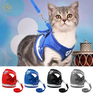 Pet Chest Harness Traction Dog Cat Harness Leash Pet Dog Cat Clothes Adjustable Vest Reflective Walking Lead Leather Vest Puppy