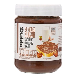 เดียโบล ช็อกโกแลตเฮเซลนัทสเปรด สูตรไม่เติมน้ำตาลเพิ่ม Diablo Hazelnut Chocolate Spread No Added Sugar 350g.