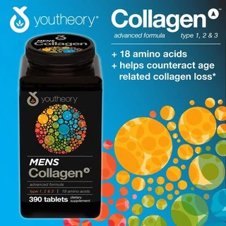 Youtheory collagen Menกระปุกดำสำหรับผู้ชาย 390 เม็ด (Exp.02/28)