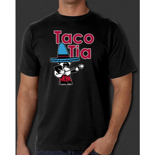 คอลูกเรือเสื้อยืดคอกลมเสื้อยืด พิมพ์ลาย Taco Tia fast food San Bernardino Ca Unsiex เหมาะกับของขวัญ 