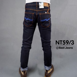 ฺBEST JEANS กางเกงยีนส์ขายาวชาย รุ่น NT59/3 สีมิดไนท์ ปักน้ำเงิน