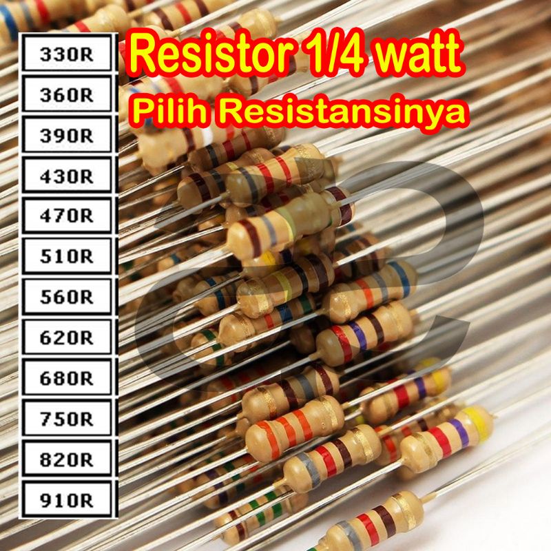 330 Ohm - 910 Ohm CARBON RESISTOR 1/4 WATT 5%