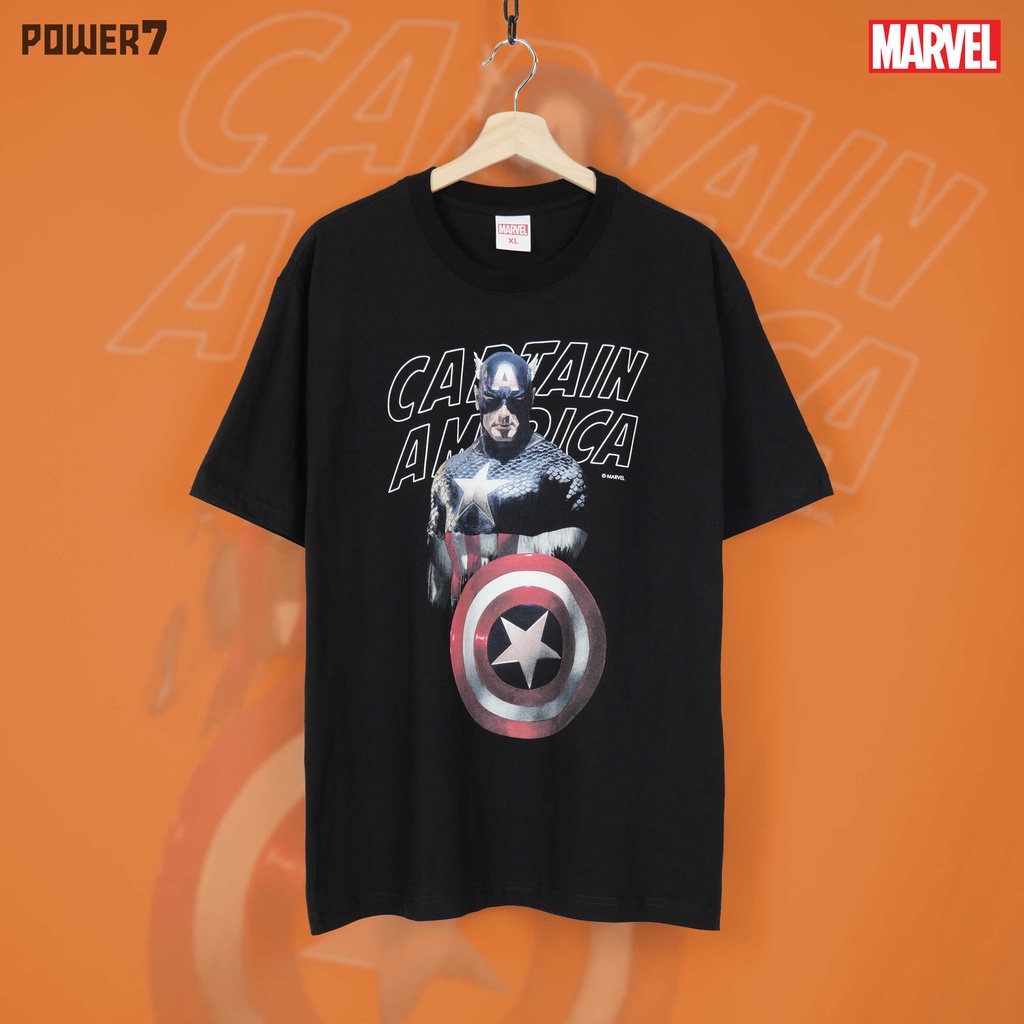 Power7Shop เสื้อยืดการ์ตูน มาร์เวล Captain America ลิขสิทธ์แท้ MARVEL COMICS T-SHIRTS (MVX-010)