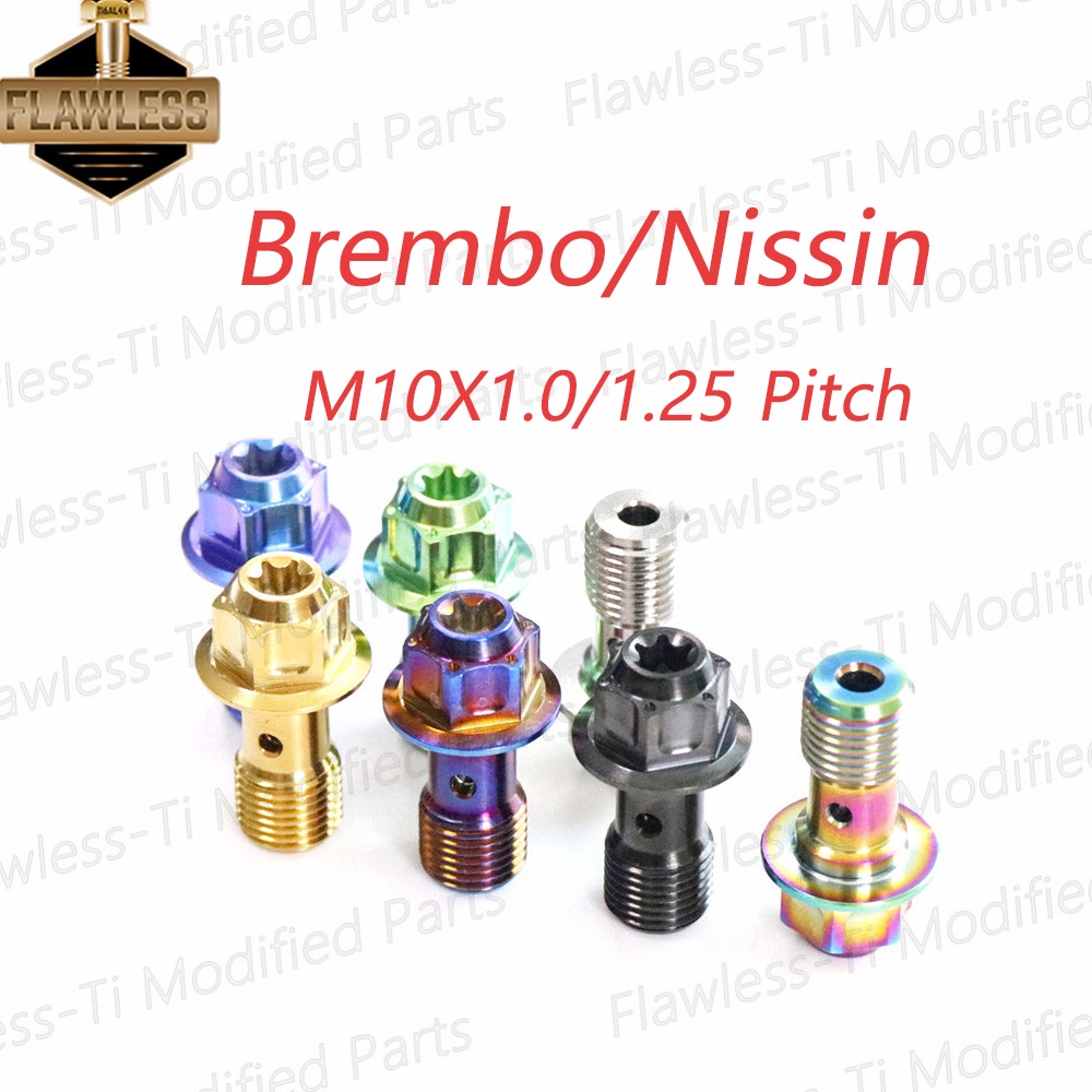 Flawless-ti Gr5 CNC สลักเกลียวแบนโจ ไทเทเนียม Brembo Nissin สายเบรกหน้า หลัง M10X1.0P/1.25 Honda Forza 350 Wave 125 Yamaha Xmax 300