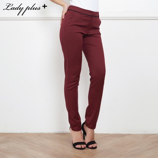 Lady Plus กางเกงขายาว | Long Pants 9763PL กางเกงทำงาน กางเกงทรงสลิม สีแดงไวน์