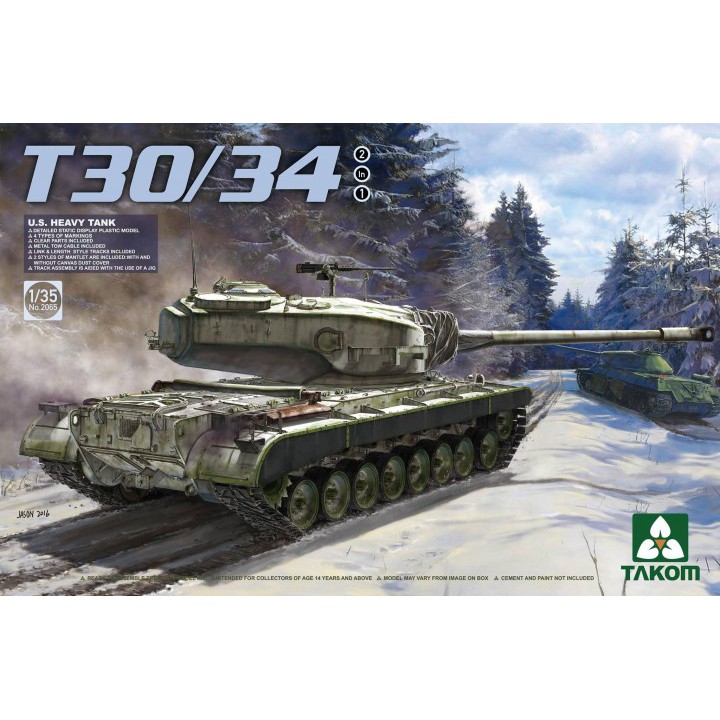 พลาสติก โมเดล ประกอบ TAKOM สเกล 1/35 T30/34 U.S. Heavy Tank