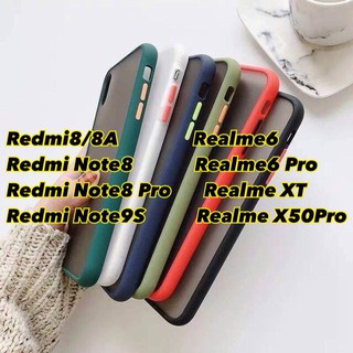 Realme 8/8A/Note8/Note8Pro/Note9s/6/6Pro/XT/X50Pro ขอบสี ฝาหลัง ขุ่นใส คลุมครอบเครื่อง กันกระแทก