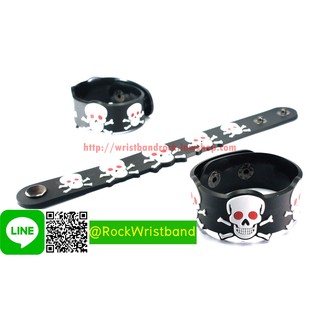 Skull ขายริสแบนด์  SKL305NA Wristband สายรัดข้อมือวงร็อค