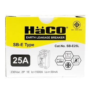 HACO เซฟตี้เบรกเกอร์กันไฟดูด/กันไฟรั่ว มีสัญญาณไฟ 16A 25A 32A รุ่น SB-E16L , SB-E25L , SB-E32L,SB-E40L