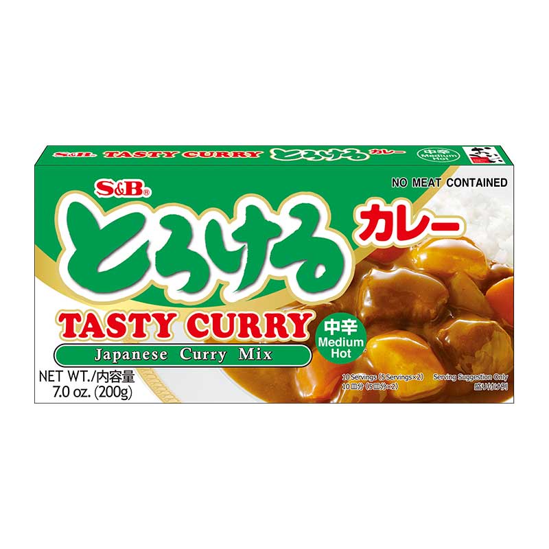 โปรโมชัน! เอสแอนด์บี แกงกะหรี่ก้อน สูตรเผ็ดกลาง 200 กรัม S&B Tasty Curry Japanese Curry Mix Medium H