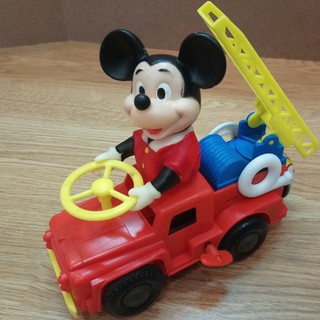 รถดับเพลิง​ Litho Tin Toys ทินทอย รถสังกะสี​ ไขลาน Ladder​ FD​ 15ซม. งานสติ๊กเกอร์​ Disney Japan​ มือสอง​