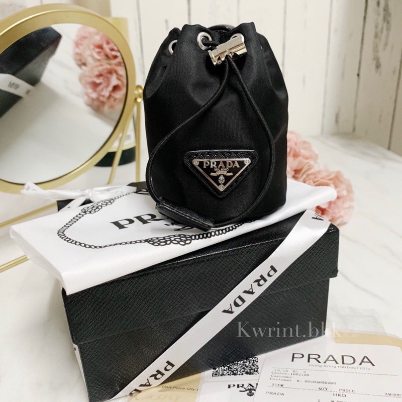 กระเป๋าจีบ prada nylon bucket pouch ทรงขนมจีบ มินิ prada mini