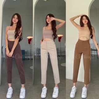 กางเกงผ้าโรเซฟ 9ส่วน size S เอว26 มือสอง  สีกะปิ