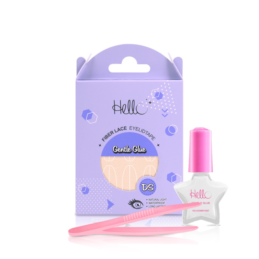 HELLO FIBER LACE EYELID TAPE GENTLE GULE เทปติดตาสองชั้นรุ่นไฟเบอร์ตาข่าย กาวสูตรอ่อนโยน กล่องใหญ่ ราคา ถูกที่สุด ดีลบีเคเค