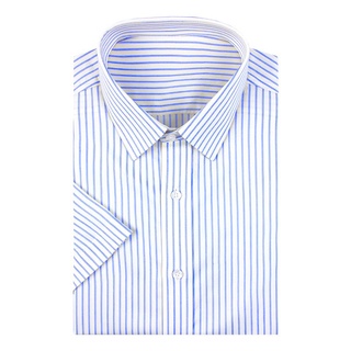 KINGMAN Striped Short-sleeved Shirt เสื้อเชิ้ตสั่งตัด ตัดตามสัดส่วนได้ เสื้อเชิ้ตทำงาน เสื้อเชิร์ต