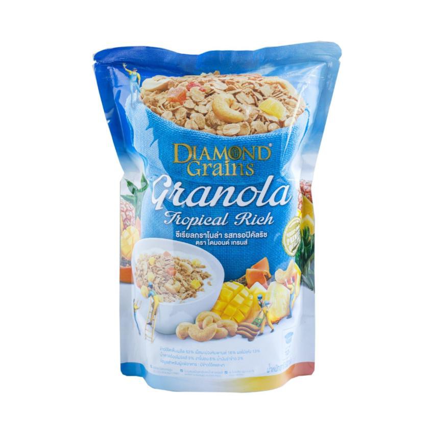 Diamond Grains Tropical Rich Granola ซีเรียล กราโนล่า รสผลไม้อบแห้ง 220g.