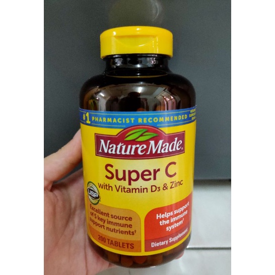 Nature Made Super C vitaminD + zinc Complex 200 Tablets 
