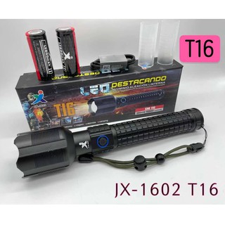 LED ไฟฉายแรงสูง ไฟฉายซูม JX-1602 XML T16LED 99000w 3โหมด สว่างมาก แข็งแรง ทนทาน ชาร์จไ มี 2 รุ่น