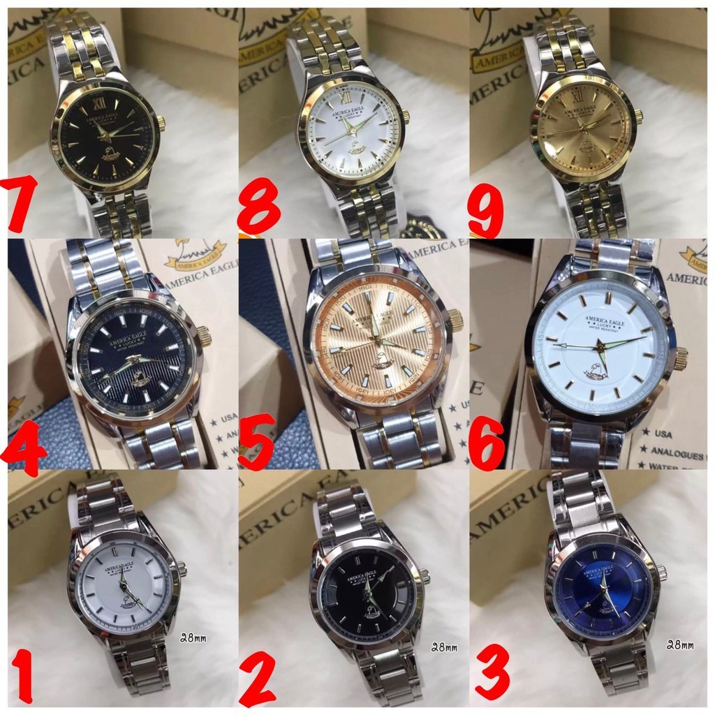 💥Amarica Eagle (ชื่อใหม่Grand Eagle) นาฬิกาแท้กันน้ำ  เซ็ทเวลา