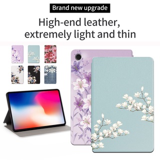 [พร้อมส่ง] เคสแท็บเล็ต ฝาพับ ลายดอกไม้ พร้อมขาตั้ง สําหรับ Samsung Galaxy Tab A8 10.5 (2021) SM-X200 SM-X205