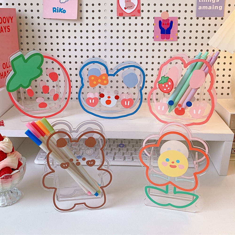 สินค้าพร้อมส่ง อะคริลิค การ์ตูนสร้างสรรค์ ที่ใส่ปากกา มัลติฟังก์ชั่น เครื่องเขียน หลอดเก็บของใส ละ เก็บเครื่องสำอาง 2056