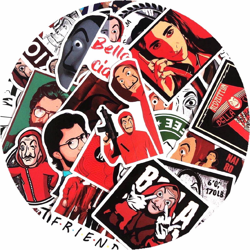 50 ชิ้น Money Heist Hot TV Series Grafitti สติ๊กเกอร์กันน้ํา