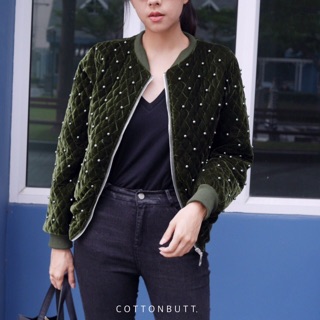 NEW!!! Velvet jacket ปักมุกรอบ มีผ้าบุด้านใน เนื้อผ้าดี