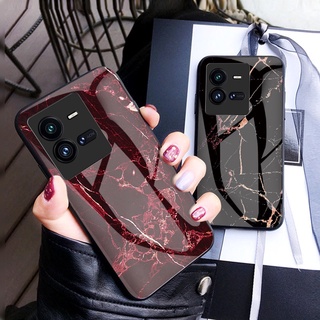 เคสโทรศัพท์มือถือกระจกนิรภัย แบบแข็ง กันกระแทก ลายหินอ่อน หรูหรา สําหรับ Vivo V25 Pro Y22 Y22S Y16 Y35 2022 V25e VivoV25 5G