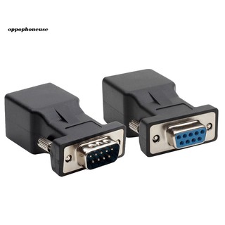 【OPPO】อะแดปเตอร์อีเธอร์เน็ต 9 Pin Serial Port DB9 RS232 Male Female to RJ45 Cat5e/6 2 ชิ้น