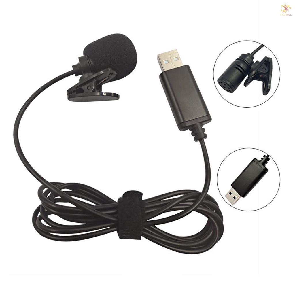 USB Lavalier Lapel Condenser Microphone Omnidirectional Wired Clip-on Mic Hands Free Plug &amp; Play for Computer PC Laptop Video Conference Chatting Live Streaming Recording Online Classes