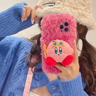 เคสโทรศัพท์มือถือ ผ้ากํามะหยี่ขนนิ่ม ลายการ์ตูน Star Kirby ฤดูใบไม้ร่วง ฤดูหนาว สําหรับ Iphone 13 promax 11 6s 7s plus 13 11promax 12 x xsmax