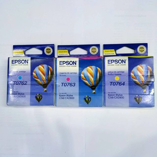 EPSON T076 (Original) ตลับหมึก Epson T0762 C, T0763 M, T0764 Y ของแท้หมดอายุ