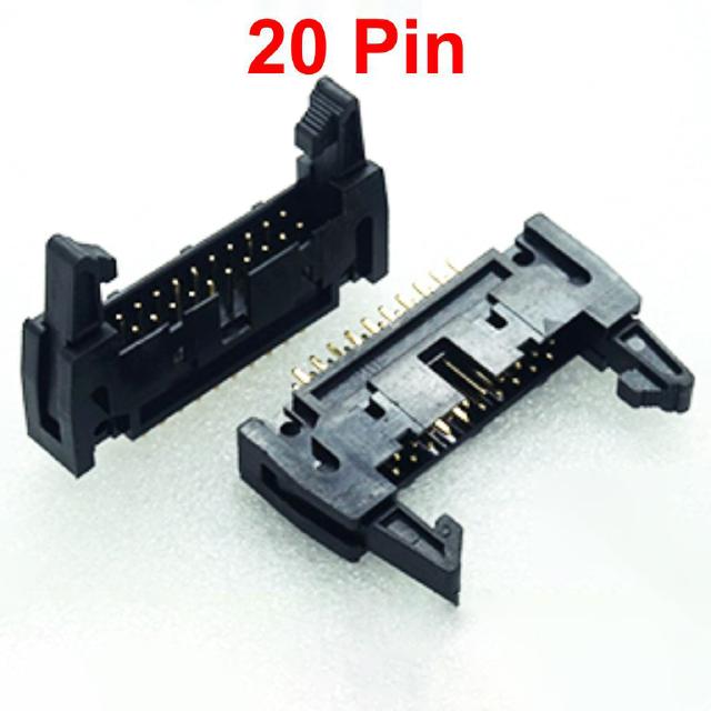 ขั้วบอร์ดเฮดเดอร์ 20P ตัวผู้ขาตรง Board Header Connector ST มีเขี้ยวล็อกคอนเน็คเตอร์